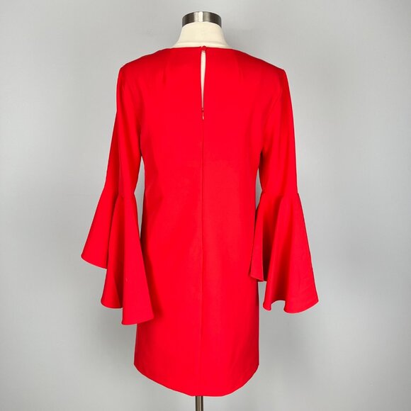 Catherine Malandrino Womens Cascade Bell Sleeve Shift Dress Scarlet Red size 8 - Picture 7 of 13